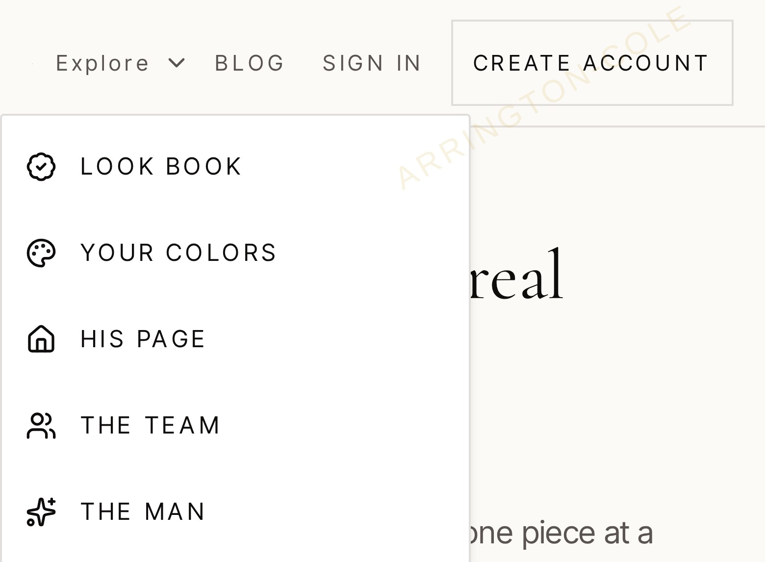 The site's top bar with the Explore menu open and Look Book in the list