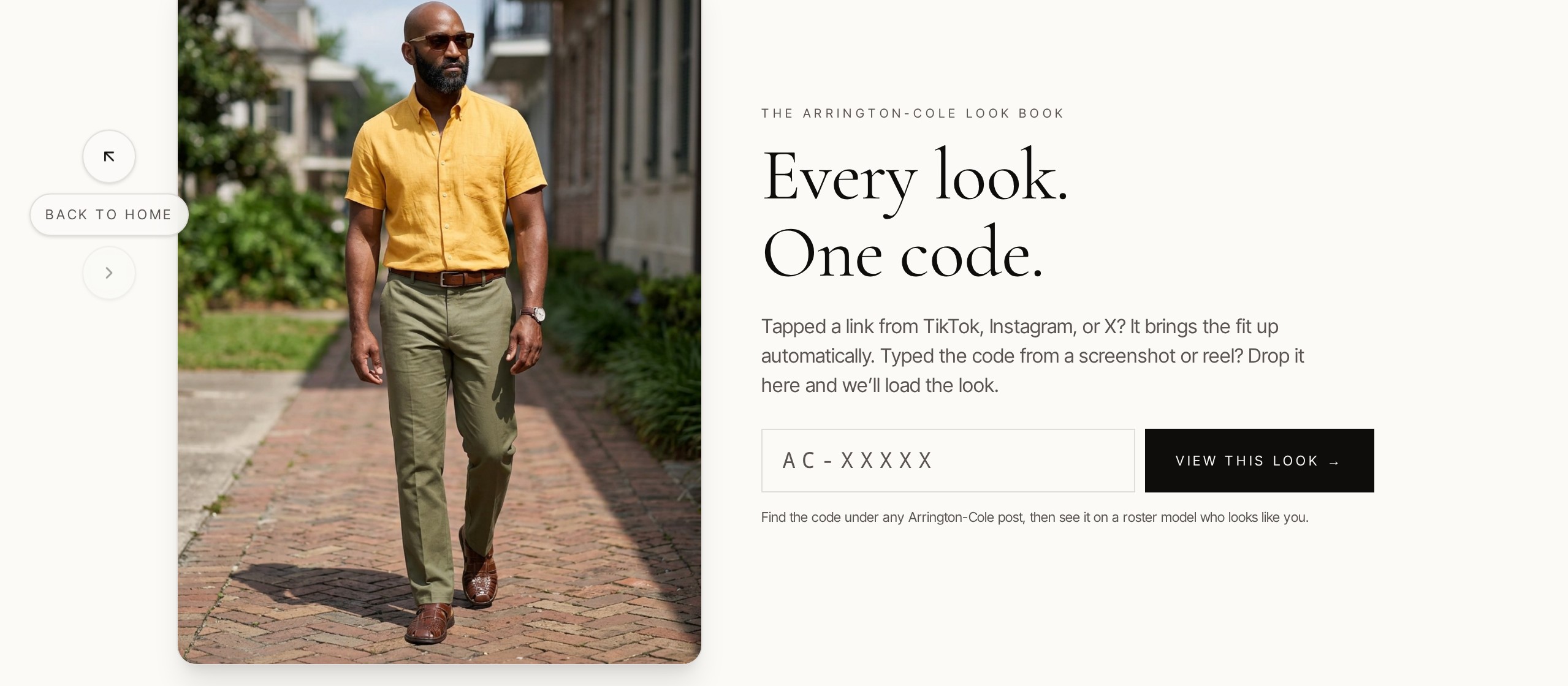 The Look Book code box and View this look button