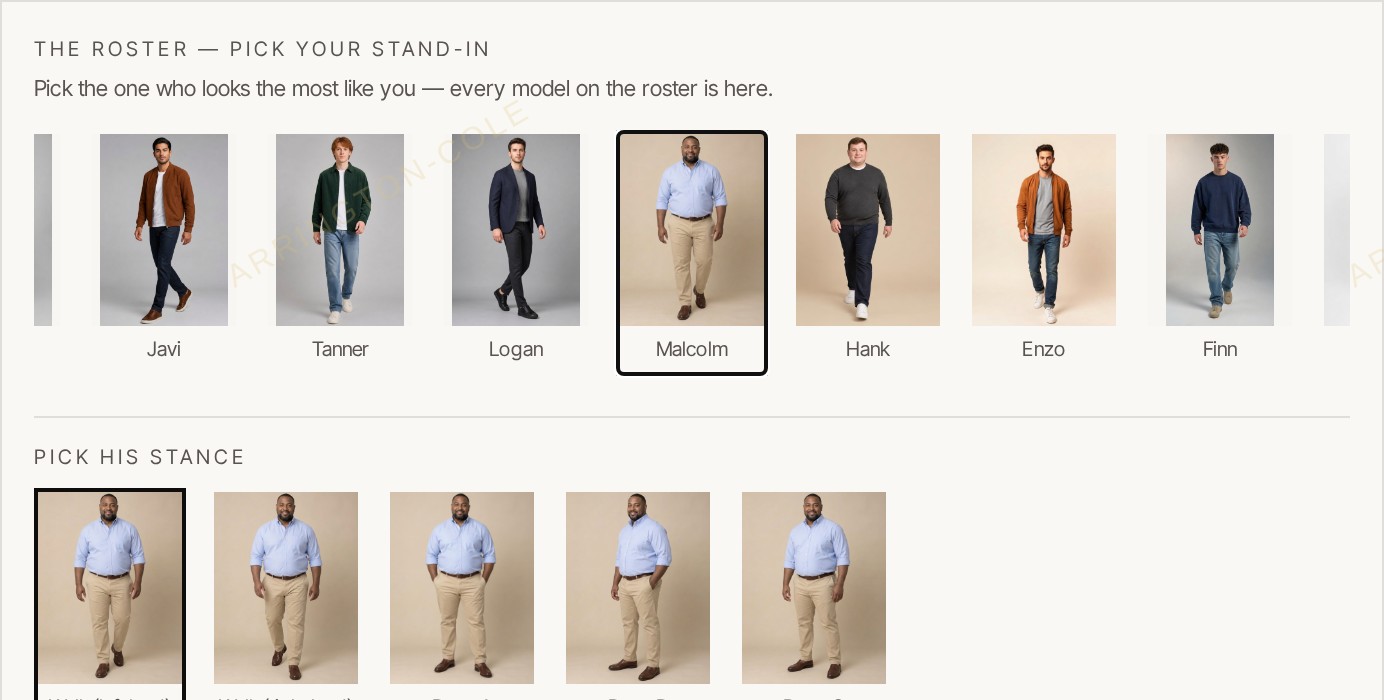 The roster with Malcolm picked and his stances below